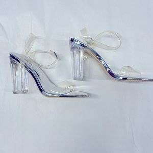 Forever Clear and Silver Heel Sandal Size 8 1/2